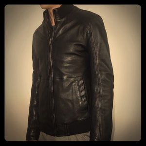 Hugo Boss Lamb Skin Leather Jacket - Black